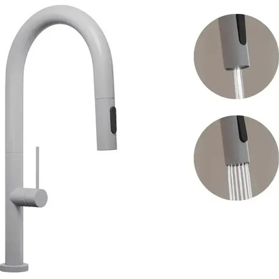 Твоят Стил - Кухненски Мивки Сив смесител за кухня с изтегляща глава, 2 режима на струя - 9020