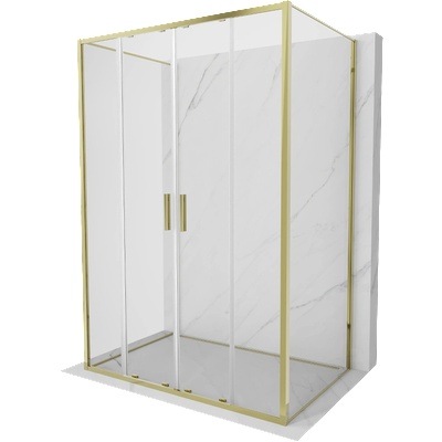 Mexen Exo-3S душ кабина тристенна плъзгаща се 130 x 100 см, прозрачна, златна (8152-130-100-50-00-3S)