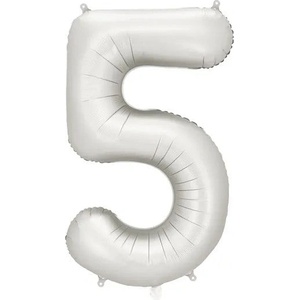 Party Deco Матиран Фолиев Балон Цифри Сребро 86 см - 5 (fb1s-5-018)