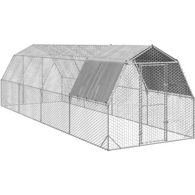 vidaXL Výběh pro slepice se střechou 2,5 × 8 × 2,25 m pozinkovaná ocel 9799.3328523
