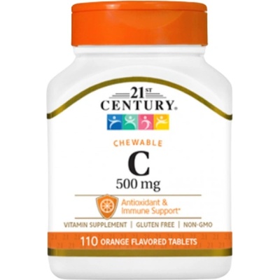 21st Century Vitamin C 500 mg - Chewable [110 Дъвчащи таблетки] Портокал