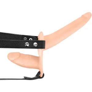Fetish Tentation Вибриращ двоен пенис колан от силикон Dual Dildo телесен