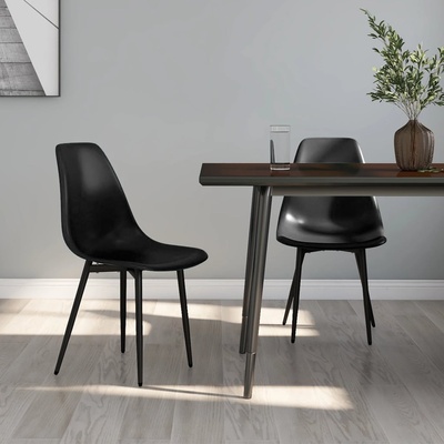 vidaXL Трапезни столове, 2 бр, черни, PP (338044)