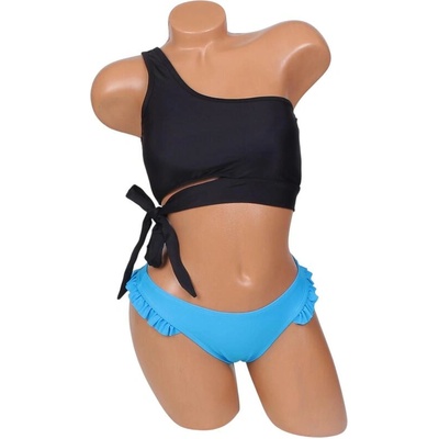 Дамски бански в черно и синьо от две части