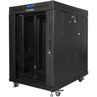 Lanberg Комуникационен шкаф Lanberg FF01-8015-12BL, 19", 15U, 92.8 x 100 x 80 cm, товароносимост до 1200кг, термостат, черен (FF01-8015-12BL)