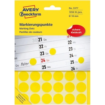 AVERY Етикет avery 3377 самозалепващ се маркер жълт 18 мм 1056 маркера/опаковка (3377)