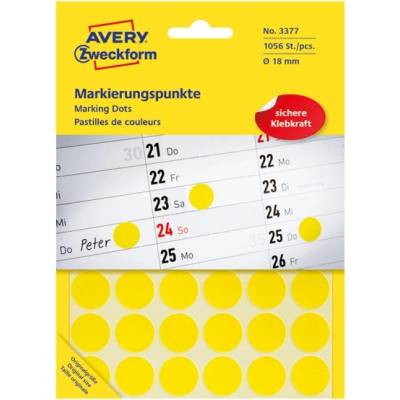 AVERY Етикет avery 3377 самозалепващ се маркер жълт 18 мм 1056 маркера/опаковка (3377)