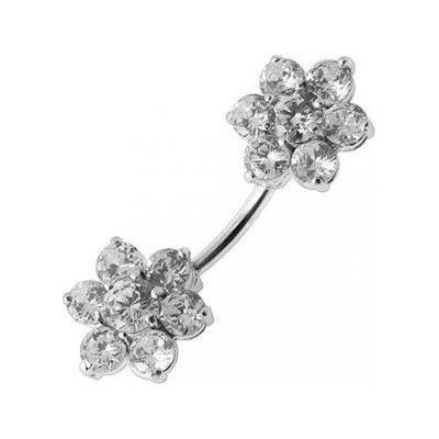 Šperky4U stříbrný piercing do pupíku kytičky BP01108-C