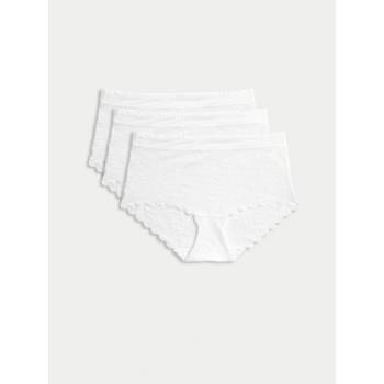 Marks & Spencer Sada tří dámských krajkových kalhotek s technologií Flexifit™ v bílé