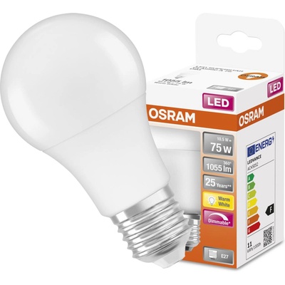 Osram LED žiarovka E27 A60 10,5W 75W 1055lm 2700K Warm 220° SUPERSTAR Dimmable