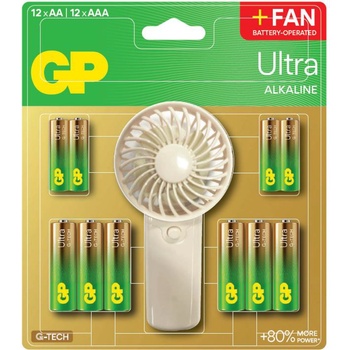 GP Batteries GP SUMMER PACK Алкални батерии ULTRA AA x 12 бр. + ULTRA AAA x 12 бр. + Fan- Вентилатор- GP BATTERIES (GP-BA-15AU-24AU-FANWETA21)