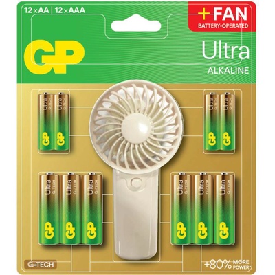 GP Batteries GP SUMMER PACK Алкални батерии ULTRA AA x 12 бр. + ULTRA AAA x 12 бр. + Fan- Вентилатор- GP BATTERIES (GP-BA-15AU-24AU-FANWETA21)