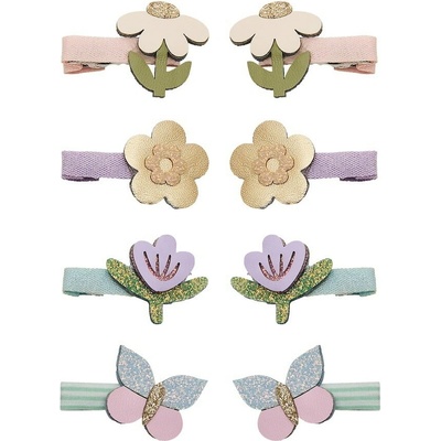 MIMI & LULA Sponky do vlasů Flower garden mini clips – set 8 ks, fialová barva, kov, textil – Zbozi.Blesk.cz