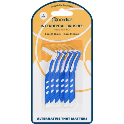 Nordics Интердентални L-образни четки за зъби, 0.4/ 0.45 mm, 8 броя