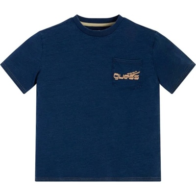 GUESS Тениска в синьо за момче с джоб и контрастен надпис Guess