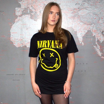 ROCK OFF Дамска рокля Nirvana - Yellow Happy Face - ROCK OFF - NIRVDRS04LB