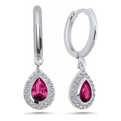 Olivie strieborné náušnice KVAPKA RUBY 7148