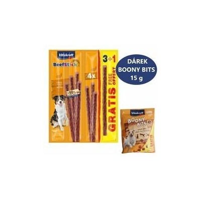 Vitakraft Beef Stick krůtí 3+1 zdarma + dárek dog Boony Bits small 15 g