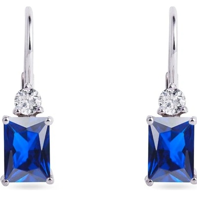 Klenota zlaté náušnice so zafírmi a diamantmi k0305042