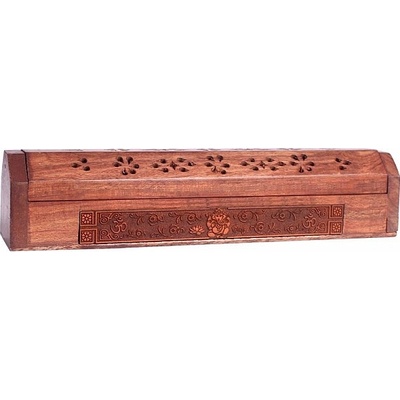 Nefertitis Truhlička a stojánek dřevo na vonné tyčinky s Ganéšou cca 31 x 5,5 x 6 cm