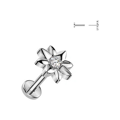Šperky4U Piercing do brady kytička PUSH IN labreta TITAN TIT1628