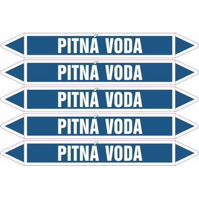 Grafiko | Pitná voda - dle ČSN 13 0072 - Materiál fólie s ochrannou laminací, Rozměr aršík 5ks šipka 350x52mm
