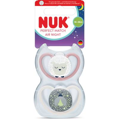 Nuk Perfect Match биберон залъгалка, силикон 18+ мес. 2бр. , AIR Night, Овца (10177229)