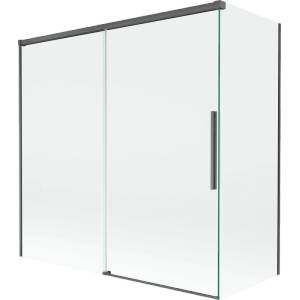 Mexen Rox параван за вана, 2-крилен плъзгащ се 160 + 80 x 150 cm, прозрачен, четкан пистолетносив - 8C9-160-080-66-00 (8C9-160-080-66-00)