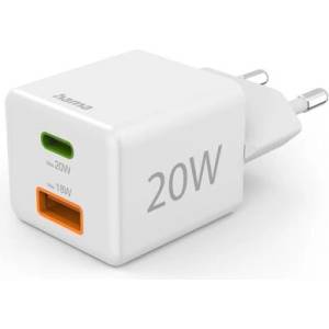 Hama Бързо мини зарядно HAMA 1x USB-C, 1x USB-A, PD, 20 W, бяло (HAMA-201991)