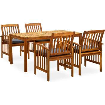 vidaXL 3058088 5 Piece Garden Dining Set with Cushions Solid Acacia Wood (45962+2x312130) (3058088)