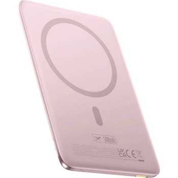 Baseus Ултратънка преносима външна батерия с USB-C изход и безжично зареждане с MagSafe - Baseus PicoGo AM41 Ultra Slim Magnetic Wireless Charging Power Bank 5000 mAh 20W (розов) (P1007680C453-00)