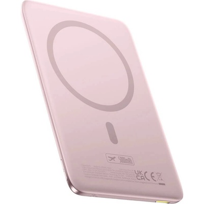Baseus Ултратънка преносима външна батерия с USB-C изход и безжично зареждане с MagSafe - Baseus PicoGo AM41 Ultra Slim Magnetic Wireless Charging Power Bank 5000 mAh 20W (розов) (P1007680C453-00)