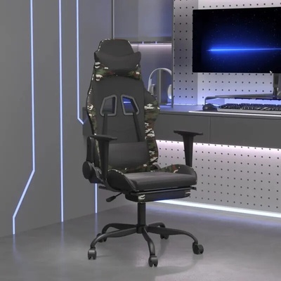 vidaXL s podnožkou černá a maskáčová umělá kůže [3143664]