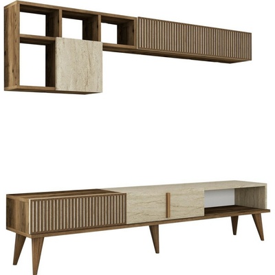Obývací stěna Milan Walnut and Travertine