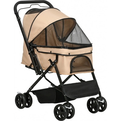 PawHut kočárek pro psy kočárek pro malé psy a kočky kočárek pro kočky Oxford světle hnědý 76,5 x 52 x 95 cm – Hledejceny.cz