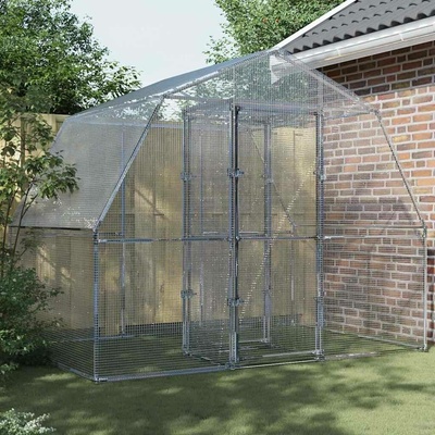 vidaXL Ptačí klec s dvířky stříbrná 285 × 195 × 230 cm pozinkovaná ocel 9799.3294912