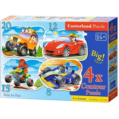 Castorland Zábavná jízda 4v1 8,12,15,20 dílků