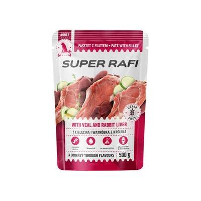 Super Rafi s teľacím mäsom a králičou pečeňou pre psov 500 g