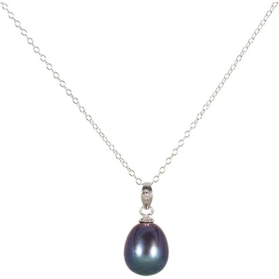 JwL Luxury Pearls Strieborný náhrdelník s modrou perlou 45 cm JL0438