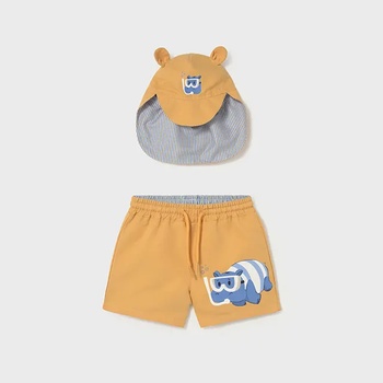 MAYORAL Комплект бански и лятна шапка в оранжев цвят за бебе момче Mayoral