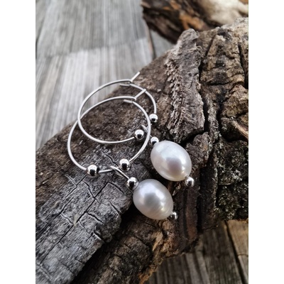 Katyba náušnice Říční perla v kruhu 0501