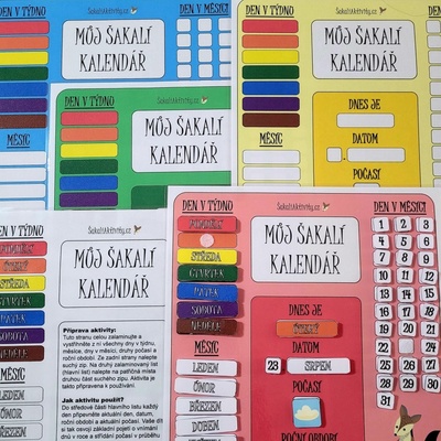 Můj Šakalí kalendář Provedení: Polotovar - tištěný + laminovaný + potřebné doplňky, Barva: Žlutá