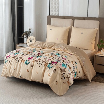 Textilomanie flanel obliečky z mikrovlákna VIVA BUTTERFLY krémové 70x90 140x200