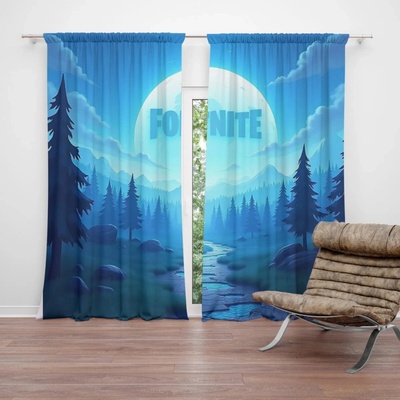 Sablio Závěs FORTNITE Modré údolie s mesiacom: 2ks 140x250cm