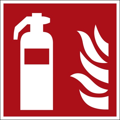 Značka požární ochrany Hasicí přístroj, ISO 7010, hliník, fotoluminiscenční, 300x300 mm, BJ = 5 ks