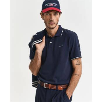 Image 1 of Gant Блуза с яка Gant Tipped Pique Polo Shirt - Evening Blue