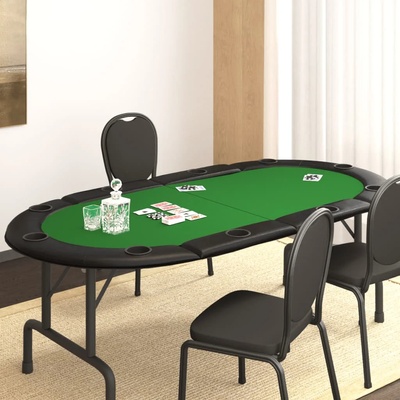 vidaXL Сгъваем плот за покер за 10 играча, зелен, 208x106x3 см (80400)