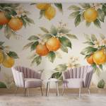 Art Gift Decor Фототапет с лимони и портокали в акварелен стил