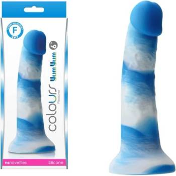 Image 1 of Пенис дилдо от силикон, синьо-бяло, 17, 7см. - Colours Yum Yum (NSTOYS0865)