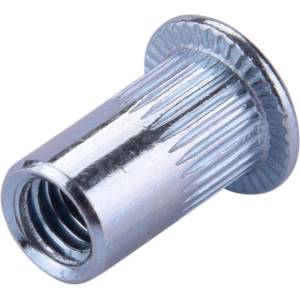 Fortum гайка за нитове klt. 30 бр. , M5, POP-NUT, поцинкована стомана, кръгла, отворена, с плосък ръб, назъбена FORTUM